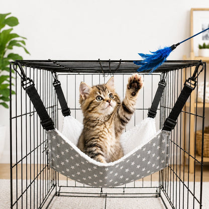 Ortekor Reversible Cat Cage Hammock with Adjustable Straps - Space-Saving Hanging Bed for Wire Crates