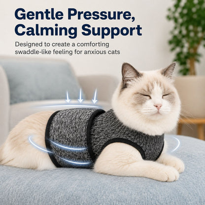 Ortekor Cat Calming Vest for Thunderstorms, Travel & Quiet Time - Soft Adjustable Comfort Wrap for Nervous Cats