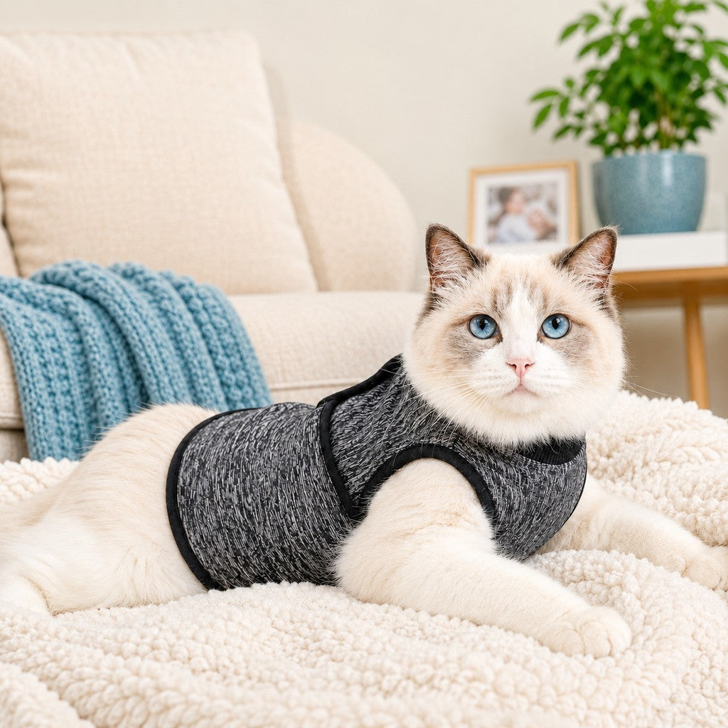 Ortekor Cat Calming Vest for Thunderstorms, Travel & Quiet Time - Soft Adjustable Comfort Wrap for Nervous Cats