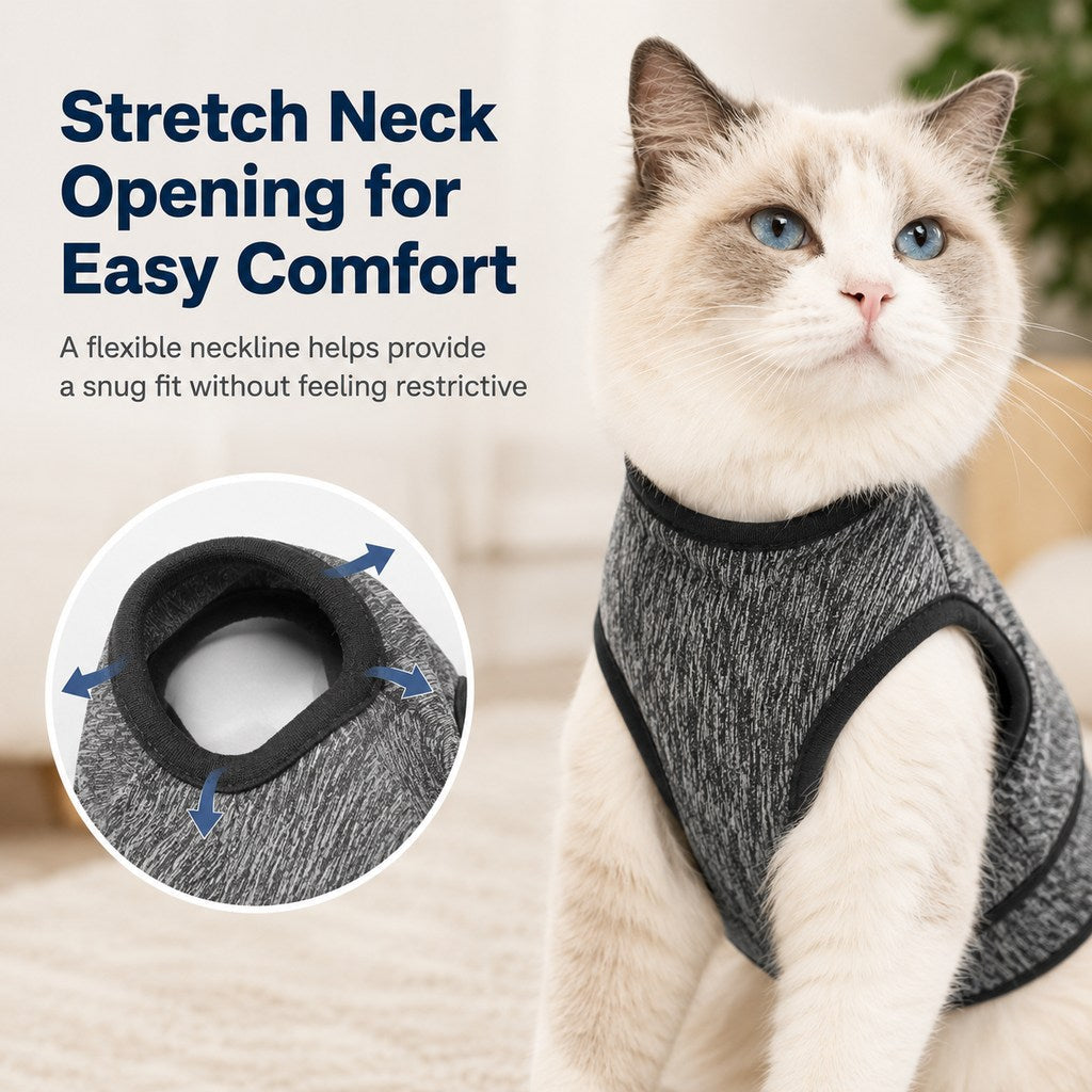 Ortekor Cat Calming Vest for Thunderstorms, Travel & Quiet Time - Soft Adjustable Comfort Wrap for Nervous Cats