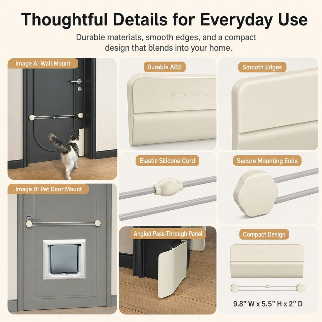 Ortekor No-Drill Cat Door Alternative for Litter Rooms & Bedrooms – Helps Cats Pass Through Without Leaving Doors Wide Open