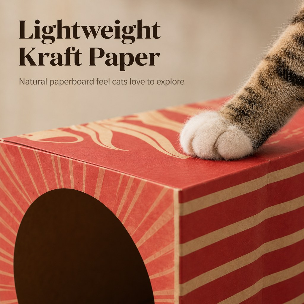 Ortekor Foldable Kraft Paper Cat Tunnel for Indoor Cats - Space-Saving Hide & Play Toy to Beat Boredom