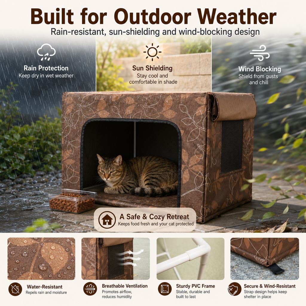 Ortekor Outdoor Cat Feeding Shelter for Backyards - Weather-Resistant Food Station Cover