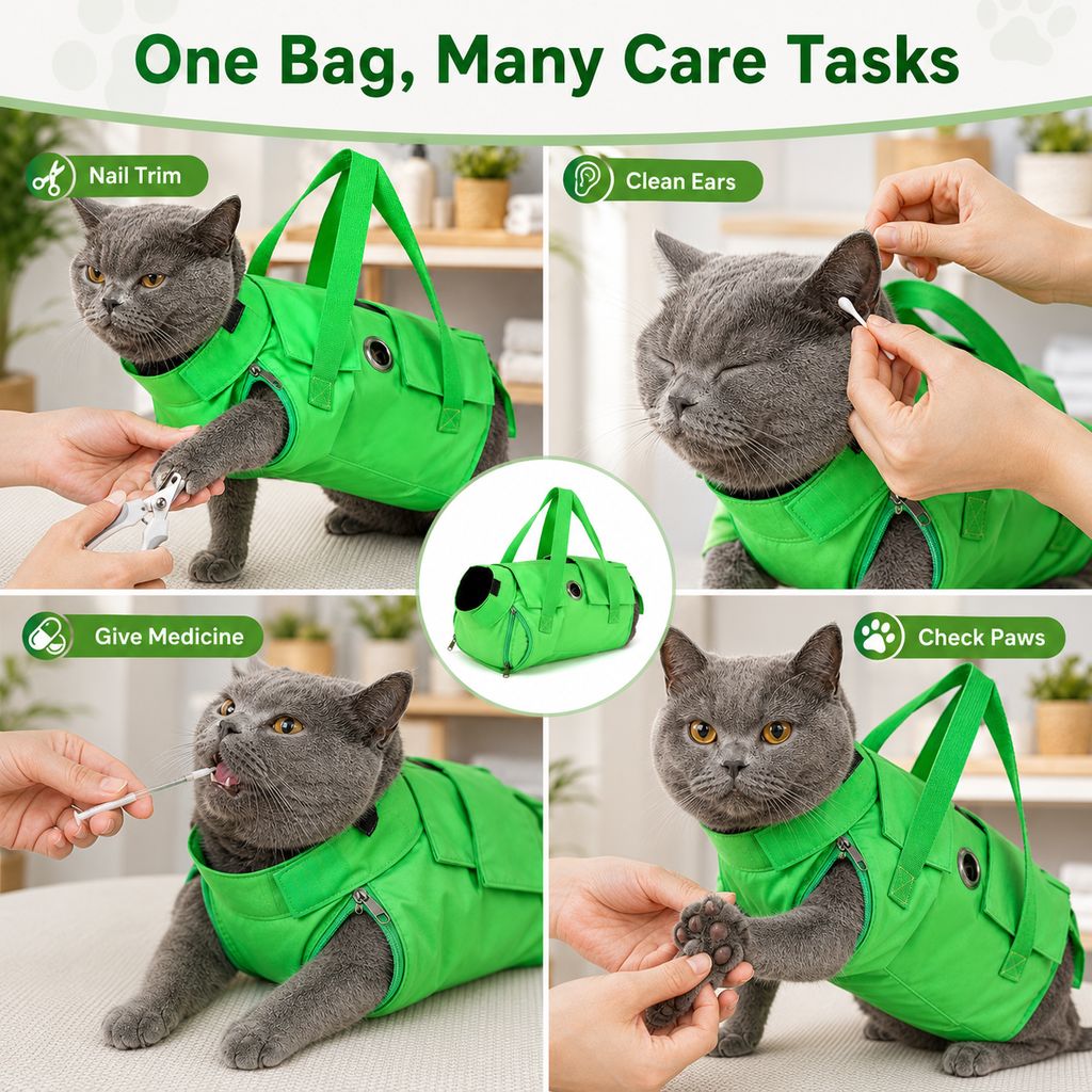 Ortekor Multi-Use Cat Carrier & Grooming Bag - Easy Paw Access for Vet Visits & At-Home Care