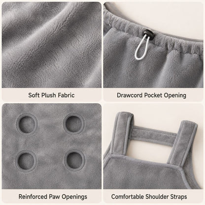 Ortekor Cat Grooming & Cuddle Apron – Wearable Plush Cat Pouch with 4-Paw Access for Easier Nail Trimming, Paw Care & At-Home Cuddling
