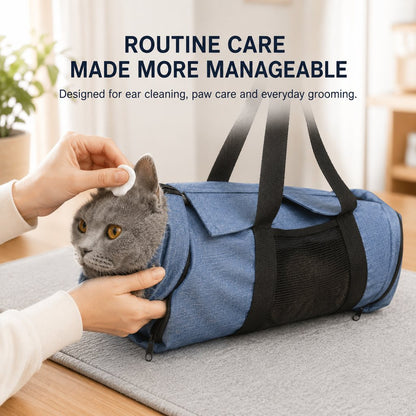 Ortekor Cat Grooming Restraint Bag for Nail Trimming & Ear Cleaning – Easier Control for Wiggly Cats