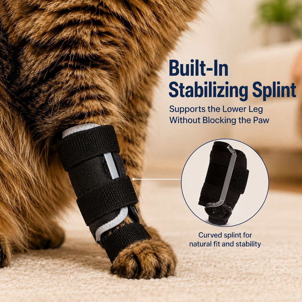 Ortekor Cat Leg Support Brace for Recovery Care - Adjustable Front or Hind Leg Splint for Weak Legs