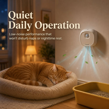 Ortekor Smart Cat Litter Box Deodorizer for Apartments & Bathrooms — Motion Sensor Odor Control for Daily Litter Box Smell