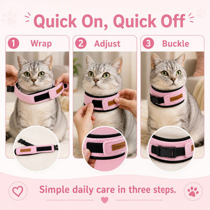 Ortekor Soft Cat Recovery Collar for Post-Surgery Care - Adjustable Anti-Lick Fleece Neck Wrap