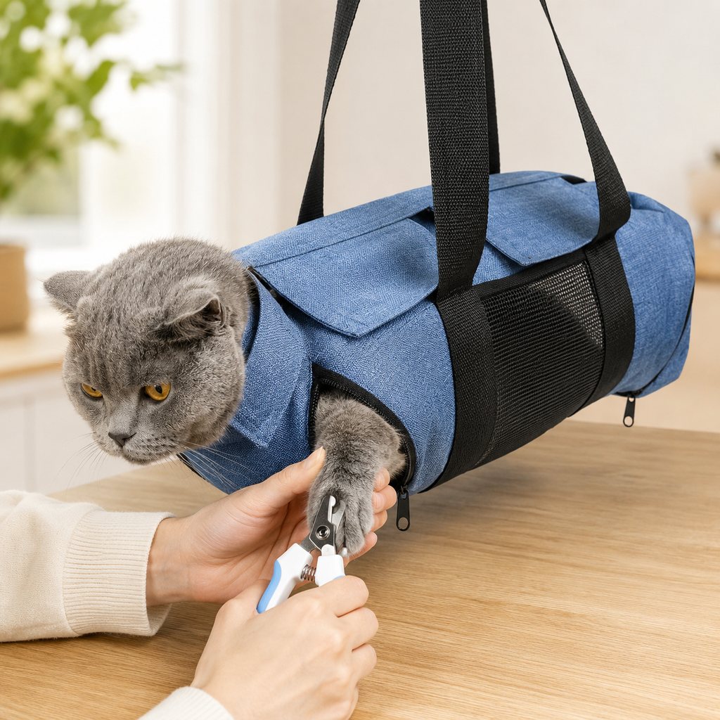 Ortekor Cat Grooming Restraint Bag for Nail Trimming & Ear Cleaning – Easier Control for Wiggly Cats