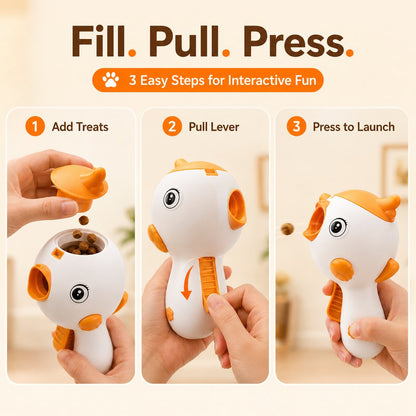 Ortekor Interactive Cat Treat Launcher Toy with Laser - Indoor Cat Enrichment Game for Bored Cats, Exercise & Feeding Fun