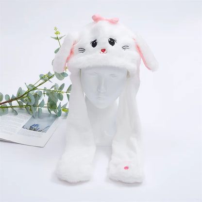 Plush Hat with Pop-Up Ears for Kids & Adults – Interactive Cosplay Beanie with Squeeze Paws | Fun Winter Accessory for Parties, Christmas