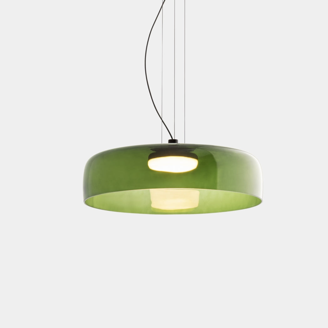 Layered Glass Hanging Light 16.5 in Orange for Kitchen Island & Dining Table – Adjustable Cord Suspension Fixture LED Included Modern Scandi