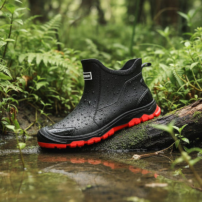 Waterproof Ankle Rain Boots with Slip-Resistant Tread for Mud, Camping & Fishing
