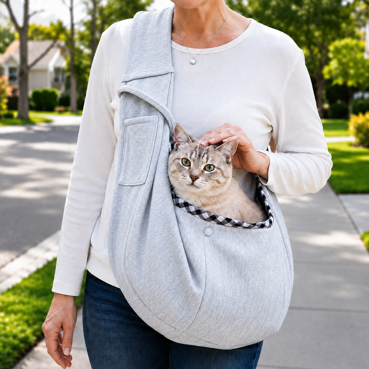 Ortekor Hands-Free Pet Sling Carrier for Small Dogs & Cats - Wide Strap Shoulder Bag for Walks, Errands & Vet Visits