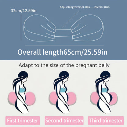 Pregnancy Body Pillow with Adjustable Belly Support Strap for Side & Back Sleepers – Relief Cushion for Expecting Mothers & Nursing