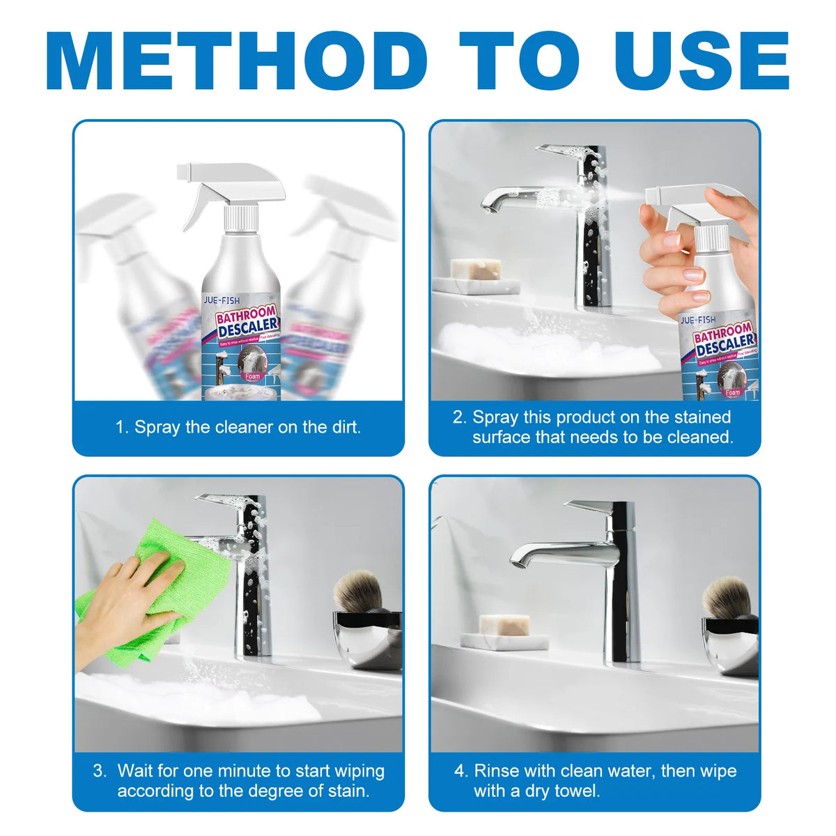 Bathroom Tile & Grout Cleaning Kit with Microfiber Cloths for Shower Glass, Sinks & Ceramic Surfaces | Deep-Cleaning Solution for Soap