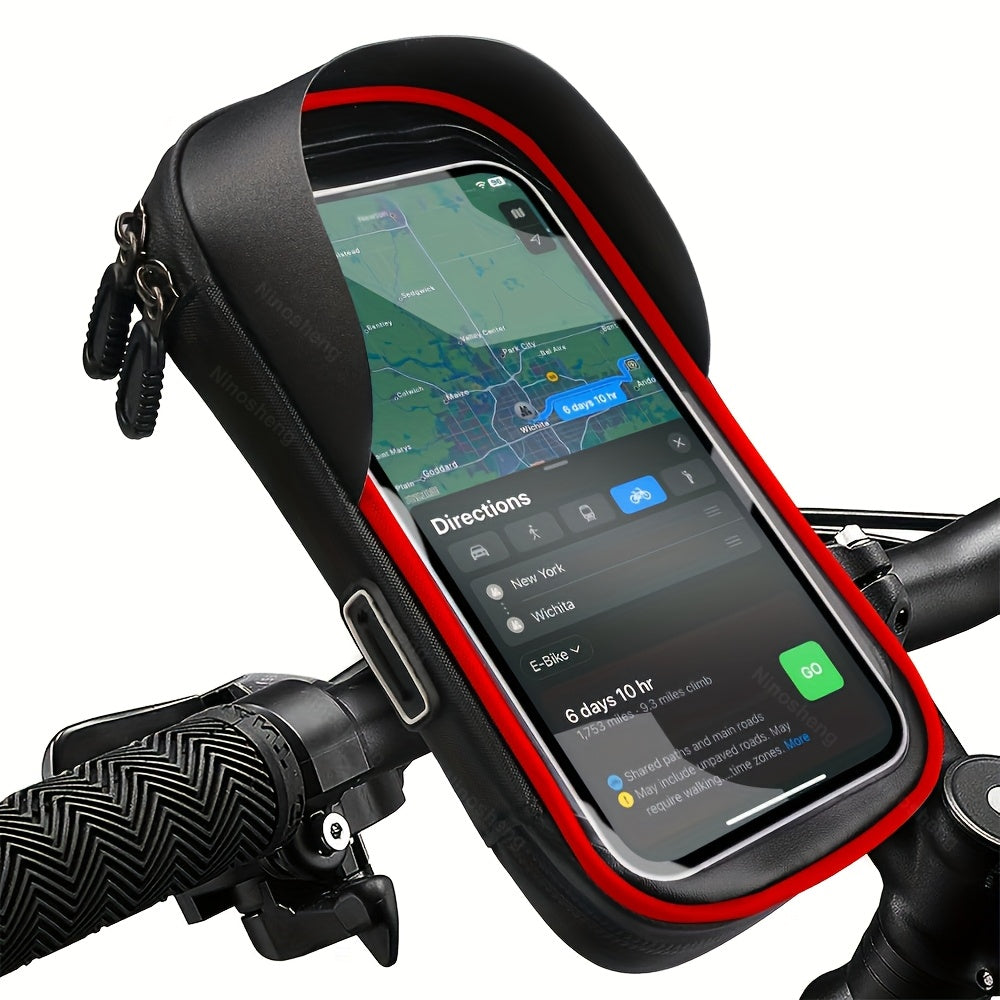 Waterproof Phone Mount for Motorcycle & Bicycle with 360° Rotation | Universal Handlebar Holder for Navigation & Music | Touch-Sensitive