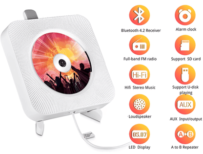Versatile CD Player with Bluetooth & FM Radio | Crystal Clear Sound for Home Entertainment