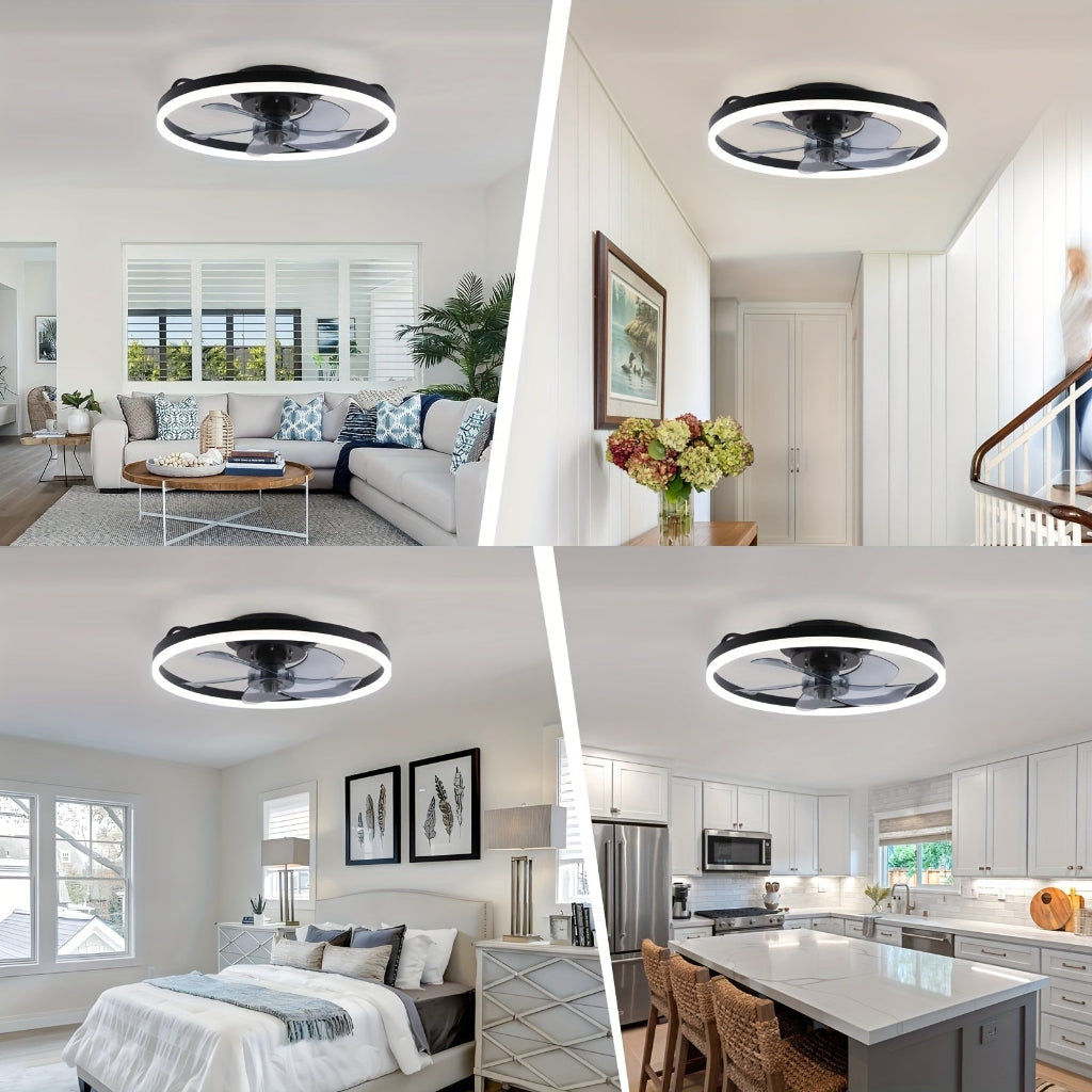 Modern Ceiling Fan with Dimmable LED Lights | Flush Mount Design for Efficient Air Circulation and Style