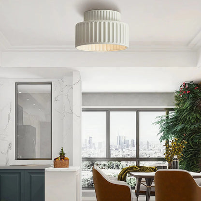 Flush Mount Resin Ceiling Light 10 in White for Low Ceilings Kitchen Hallway Bedroom Dining Room Compact Overhead Fixture E26 Socket