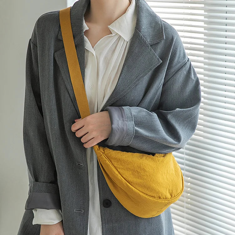 Pleated Hobo Crossbody Bag for Women – Lightweight Nylon Shoulder Purse with Ruched Design for Everyday Carry & Travel