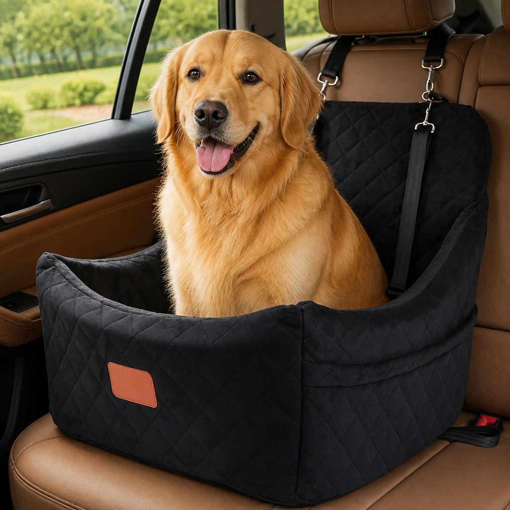 Ortekor Seat-Belt Pass-Through & Washable Cotton Dog Car Seat