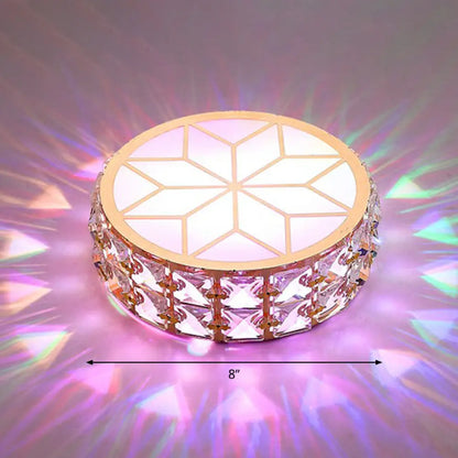 Round Crystal Flush Mount LED Ceiling Light 6" 8" Champagne Gold Modern Entryway Hallway Lighting Fixture Close to Ceiling Surface Mount