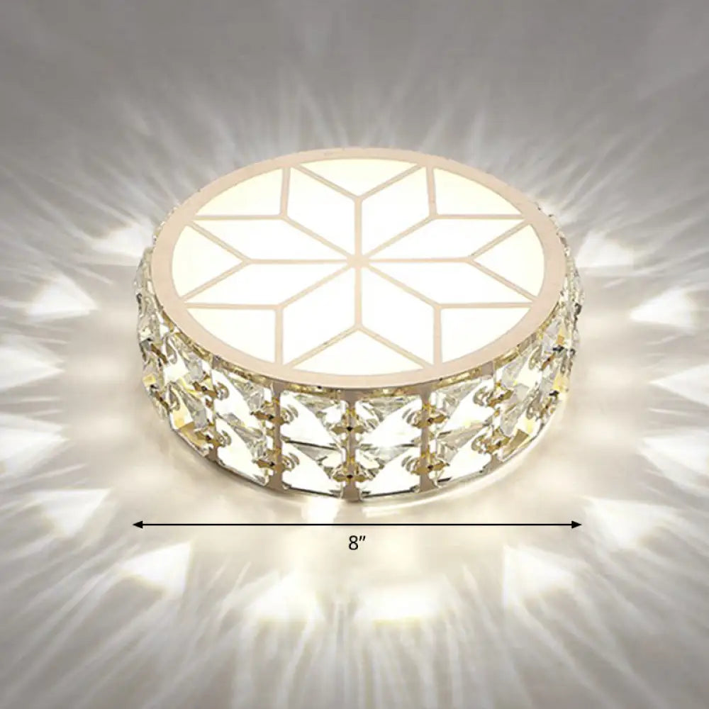 Round Crystal Flush Mount LED Ceiling Light 6" 8" Champagne Gold Modern Entryway Hallway Lighting Fixture Close to Ceiling Surface Mount