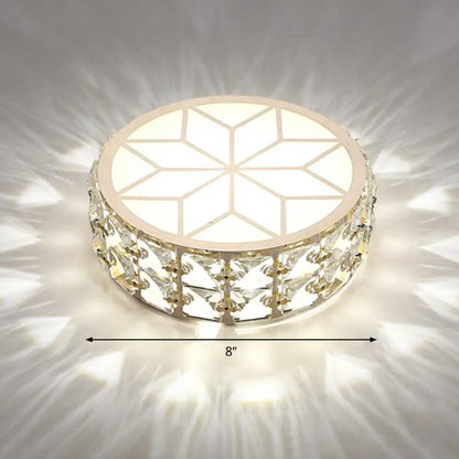 Round Crystal Flush Mount LED Ceiling Light 6" 8" Champagne Gold Modern Entryway Hallway Lighting Fixture Close to Ceiling Surface Mount