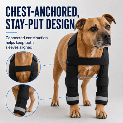 Ortekor Dog Double Front Leg Support Brace for Unsteady Walking - Chest Harness with Internal Metal Support Inserts
