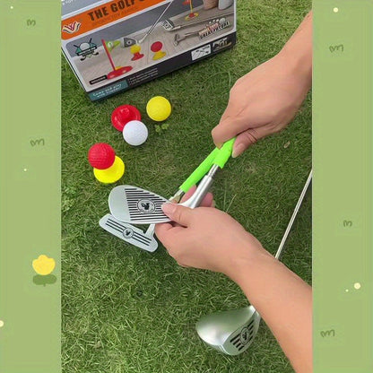 Junior Putting Practice Kit with Height-Adjustable Shafts for Toddlers & Elementary Players – Includes Greens Targets, Plastic Putters &