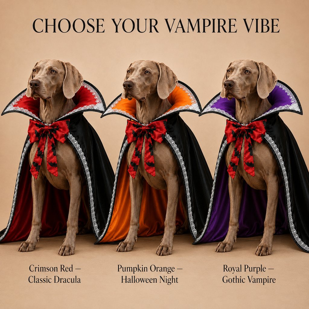 Ortekor Halloween Vampire Dog Cape Costume – Dracula Cloak with Stand-Up Collar for Trick-or-Treating, Parties & Photos