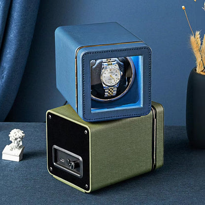 Single Watch Winder Case with 5 Rotation Modes, LED Display & Quiet Motor for Automatic Timepieces