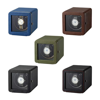 Single Watch Winder Case with 5 Rotation Modes, LED Display & Quiet Motor for Automatic Timepieces