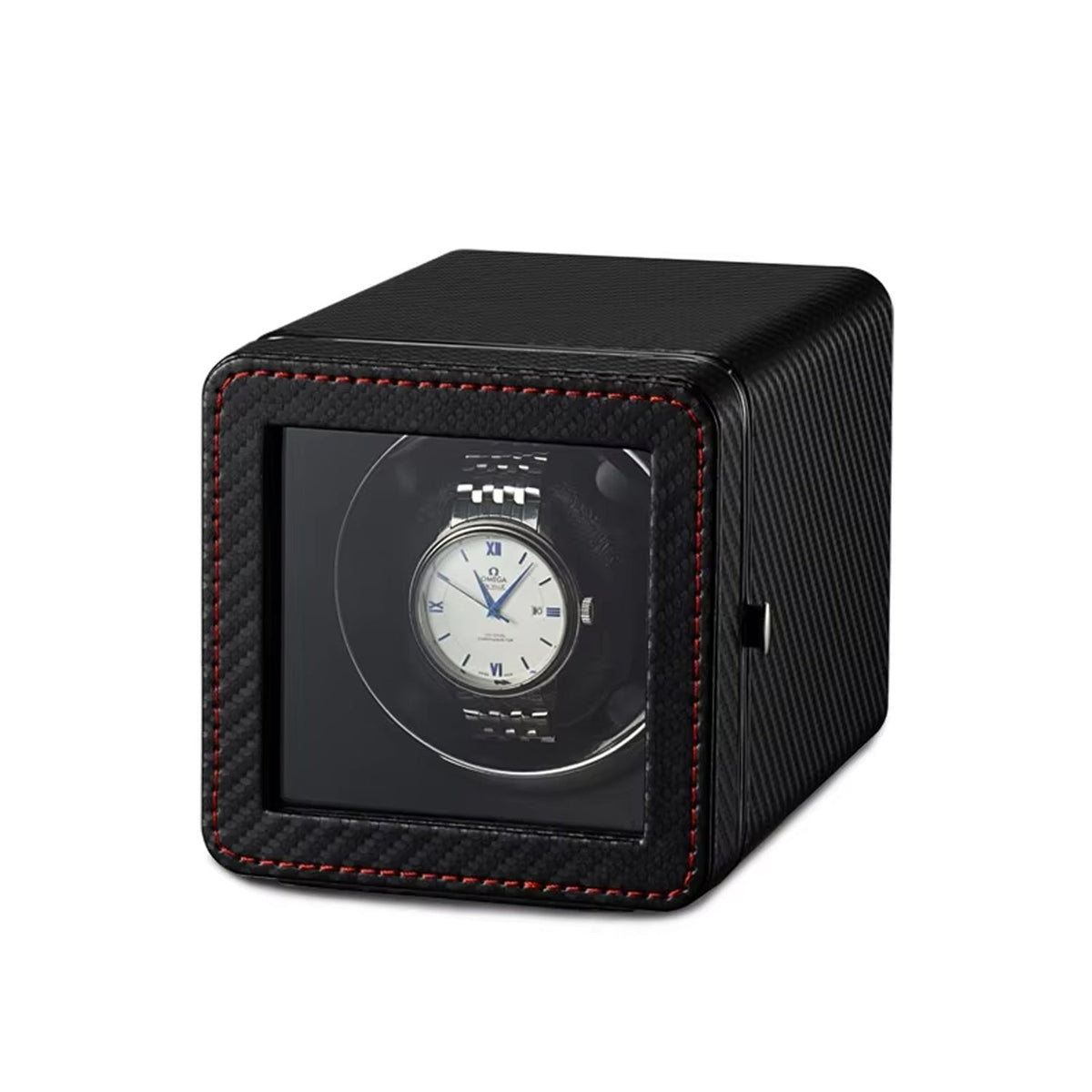 Single Watch Winder Case with 5 Rotation Modes, LED Display & Quiet Motor for Automatic Timepieces