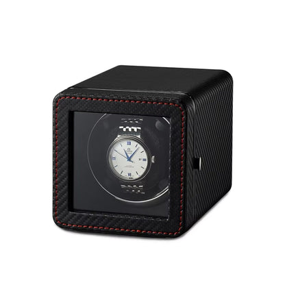 Single Watch Winder Case with 5 Rotation Modes, LED Display & Quiet Motor for Automatic Timepieces