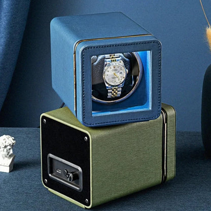 Single Watch Winder Case with 5 Rotation Modes, LED Display & Quiet Motor for Automatic Timepieces