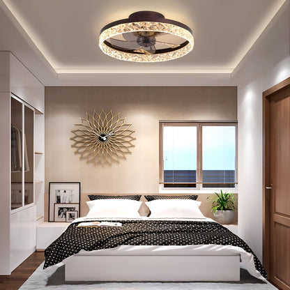 Dimmable LED Ceiling Fan with Light 20 Inch Black Iron 6-Speed Reversible Blades 3 Color Temperatures for Bedroom Living Room Dining Room Ki