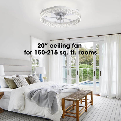 Dimmable LED Ceiling Fan with Light 20 Inch Black Iron 6-Speed Reversible Blades 3 Color Temperatures for Bedroom Living Room Dining Room Ki