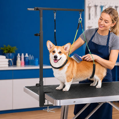 Ortekor Clamp-On Pet Grooming Arm for Bathing & Trimming, Foldable Dual Support Holder for Small & Medium Dogs