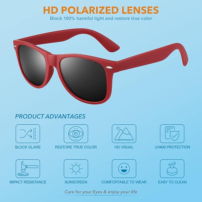 Polarized Retro Sunglasses UV400 Protection Unisex Vintage Eyewear Driving Hiking Water Sports Glare Reduction Lightweight Frames Men Women