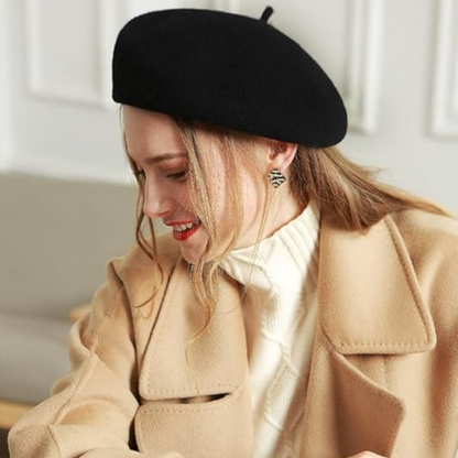 Women's Wool Beret Hat – Lightweight Parisian-Style Winter Cap in 10 Colors for Fall & Cold Weather