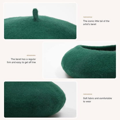 Women's Wool Beret Hat – Lightweight Parisian-Style Winter Cap in 10 Colors for Fall & Cold Weather