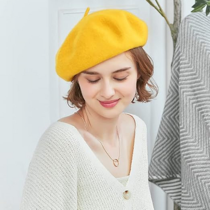 Women's Wool Beret Hat – Lightweight Parisian-Style Winter Cap in 10 Colors for Fall & Cold Weather