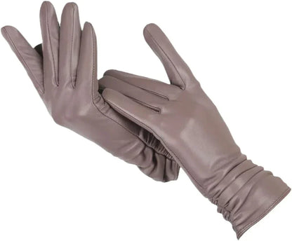 Women's Genuine Leather Gloves with Wool Lining – Cold-Weather Hand Protection for Winter – Touchscreen Compatible Sheepskin Driving Gloves