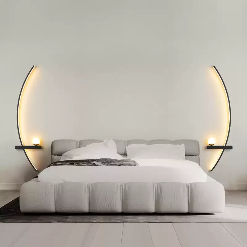 Curved LED Sconce Aluminum Arc Light for Bedroom Hallway Living Room Modern Accent Lighting Fixture Black Gold Finish Wall Mount Indoor Illu
