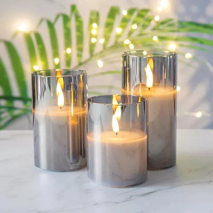 Flameless LED Pillar Candles with Remote Control & Timer – 3-Piece Set, Realistic Flickering Flame Effect for Living Room, Bedroom, Dining