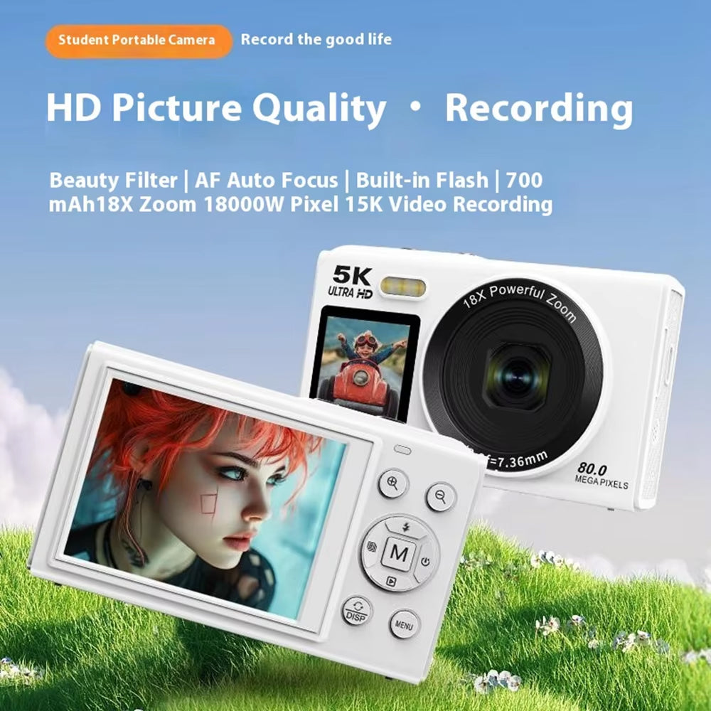 Dual-Screen Vlogging Camera with UHD Video Recording & Autofocus | 13MP Sensor & 18x Zoom | Wireless Connectivity for Content Creators &