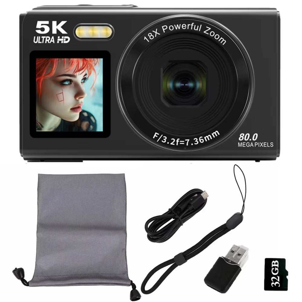 Dual-Screen Vlogging Camera with UHD Video Recording & Autofocus | 13MP Sensor & 18x Zoom | Wireless Connectivity for Content Creators &